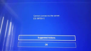 User's screenshot of playstation error